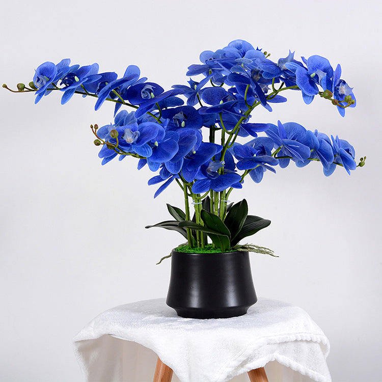 56cm Kunstblume Orchidee groß in Hochglanz-Keramiktopf Orchideen künstlich Kunstblumen wie echt künstliche Orchideen im Topf