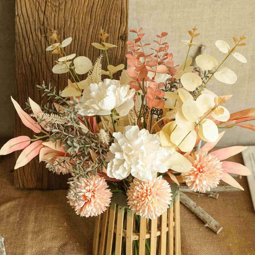 44cm Champagner Kunstblumen Künstliche Pflanzen Blumen Deko Hortensien Seide Blumenarrangements für Zuhause Blumenstrauß Hochzeit Garten Festival Dekor