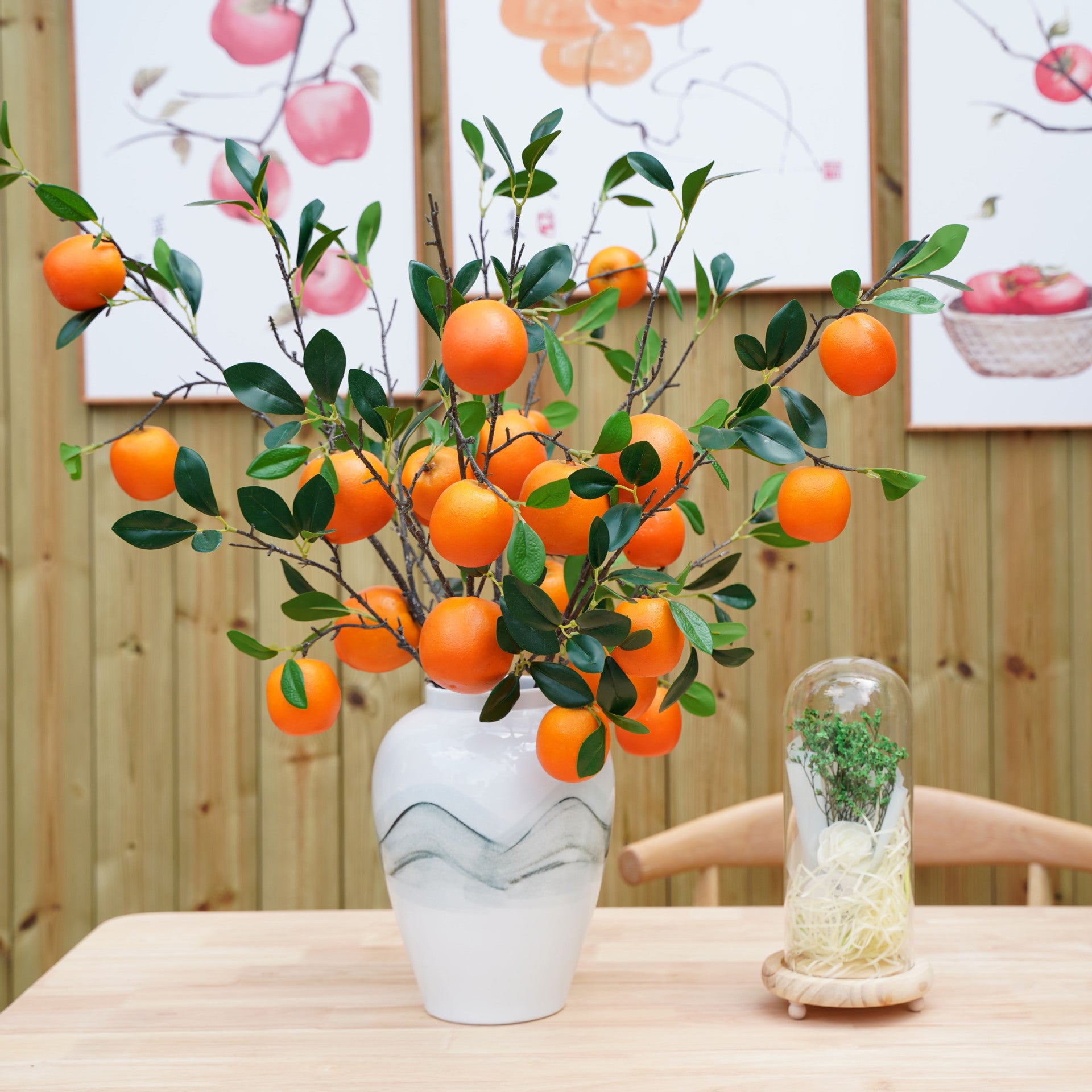 Extra hoch 94 cm Künstliche Äste mit Mandarinen Perfect für Oktoberfest & Hausdekoration