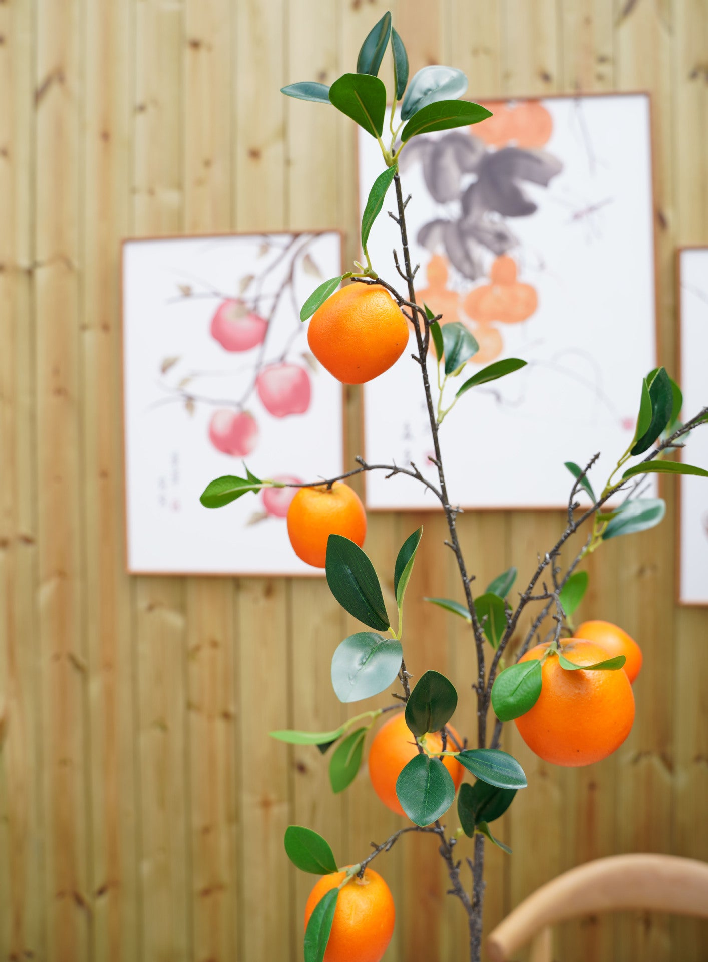 Extra hoch 94 cm Künstliche Äste mit Mandarinen Perfect für Oktoberfest & Hausdekoration