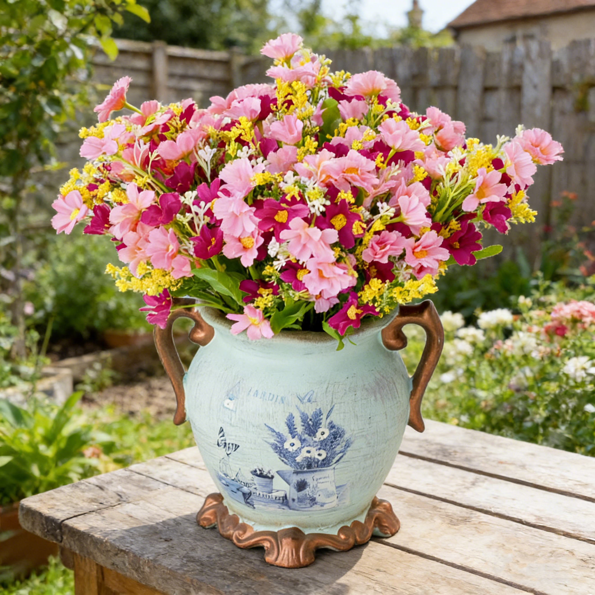 Künstliche Gänseblümchen Künstliche Balkonpflanzen und Innen, Plastik Blumen Dekoration, Faux Kunststoff UV-beständige Blumen für Gräber und Garten
