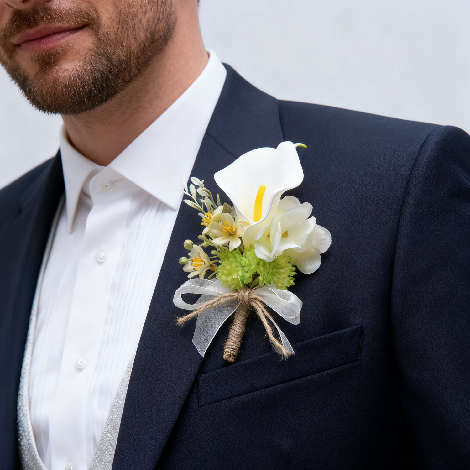 Künstliche Calla-Lily Corsage- und Boutonniere-Set für Hochzeiten