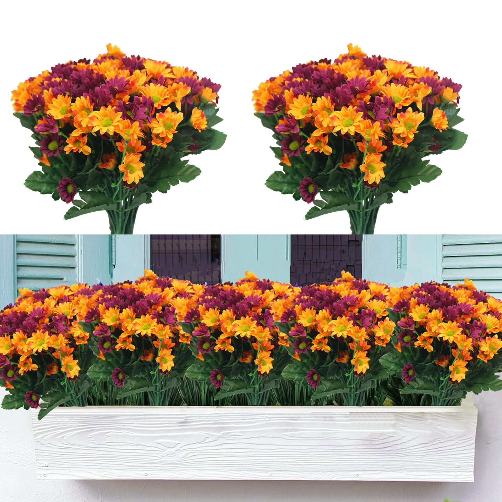 12 Bündel künstliche Gänseblümchen für Draußen: Sommer- und Herbstdekoration – UV-beständige künstliche Künstliche Marguerite Blumen für Pflanzenkästen, Haustür, Zuhause, Innenbereich und Vorhalle