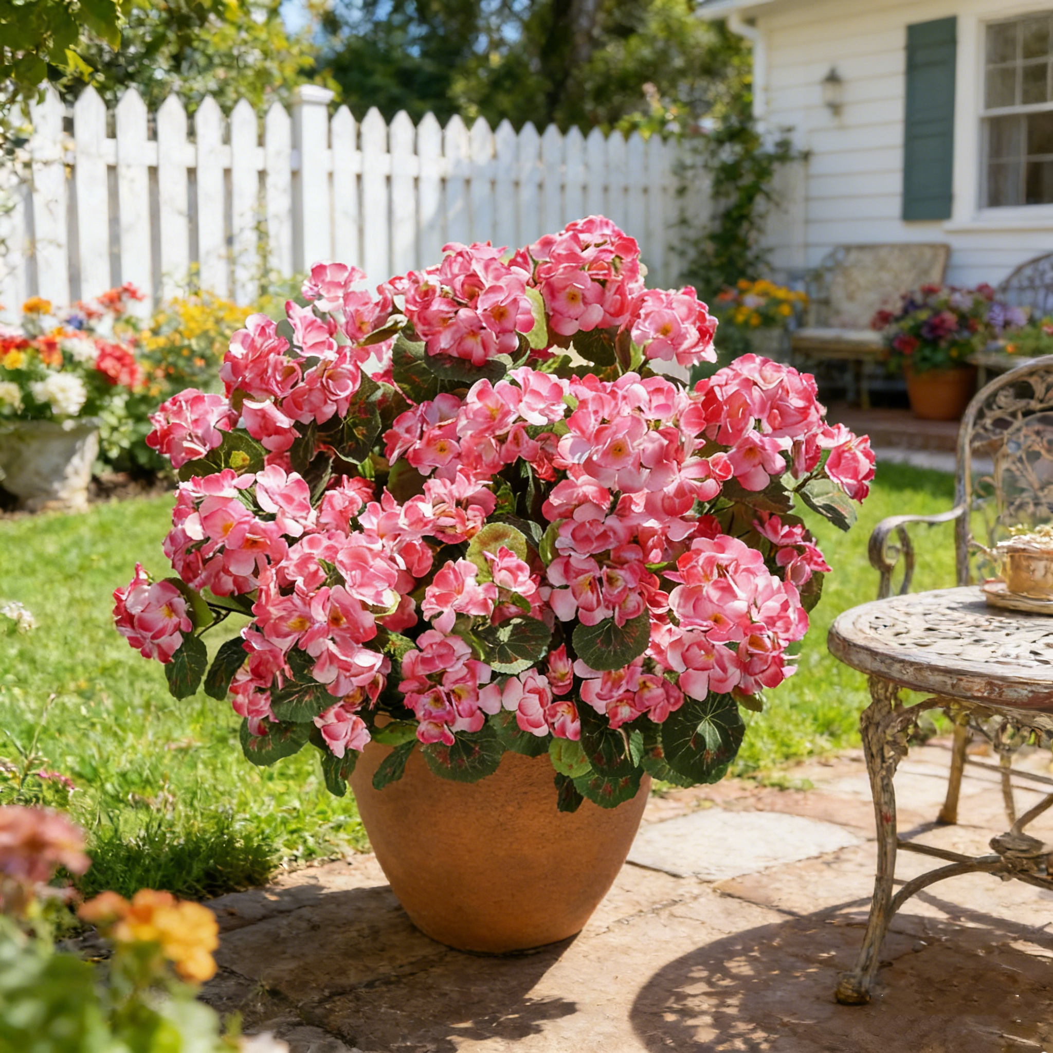 Künstliche Geranien 6 Stück – UV-beständige Kunstblumen für Außenbereich, täuschend echte Seidenblüten für Balkonkästen & Pflanzkübel