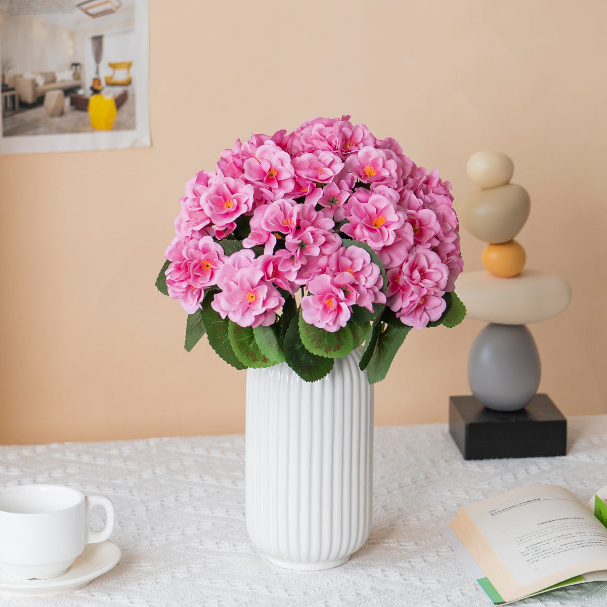 Künstliche Geranien 6 Stück – UV-beständige Kunstblumen für Außenbereich, täuschend echte Seidenblüten für Balkonkästen & Pflanzkübel