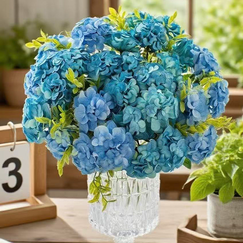 35 cm Künstliche Hortensienstrauß im Herbstton - Faux Flower-Bouquet Dekoration für zu Hause, Braut Hochzeit, Party