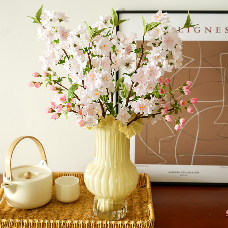 49cm Künstliche Kirschblüten Zweige Täuschend Echte Seidenblumen für Frühlingsdekoration, Wohnzimmer & Hochzeit