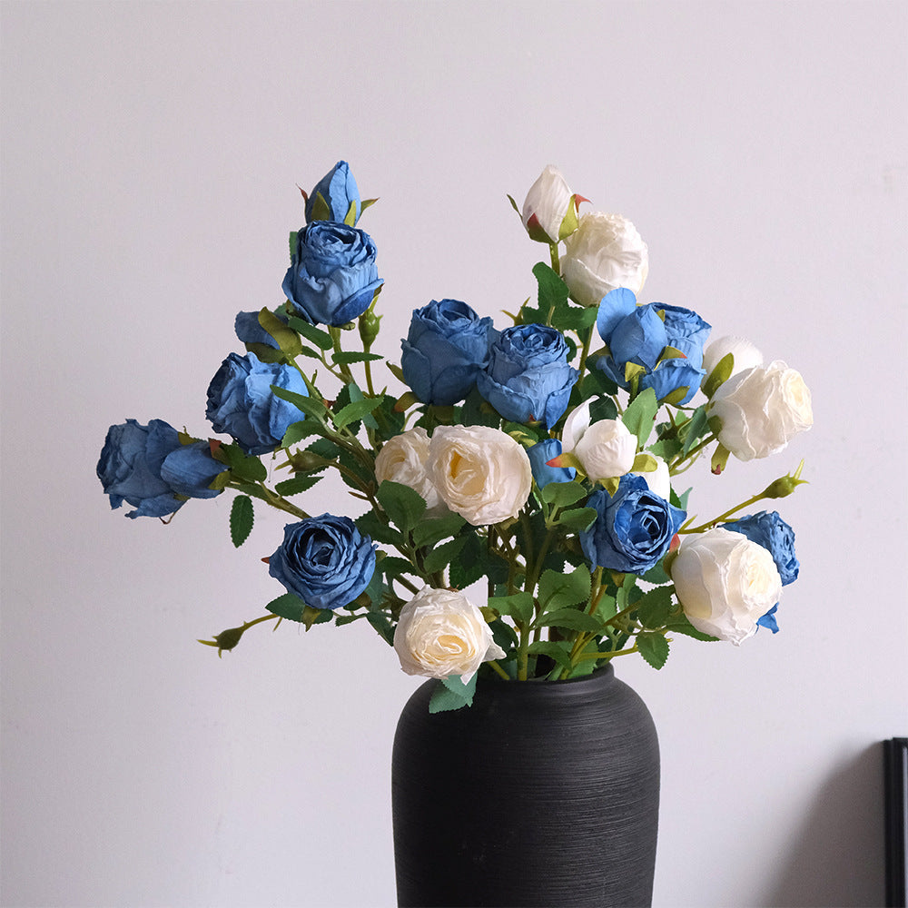 65 cm Künstliche Rosen mit 5 Blütenköpfen – Mit gebrannten Rändern