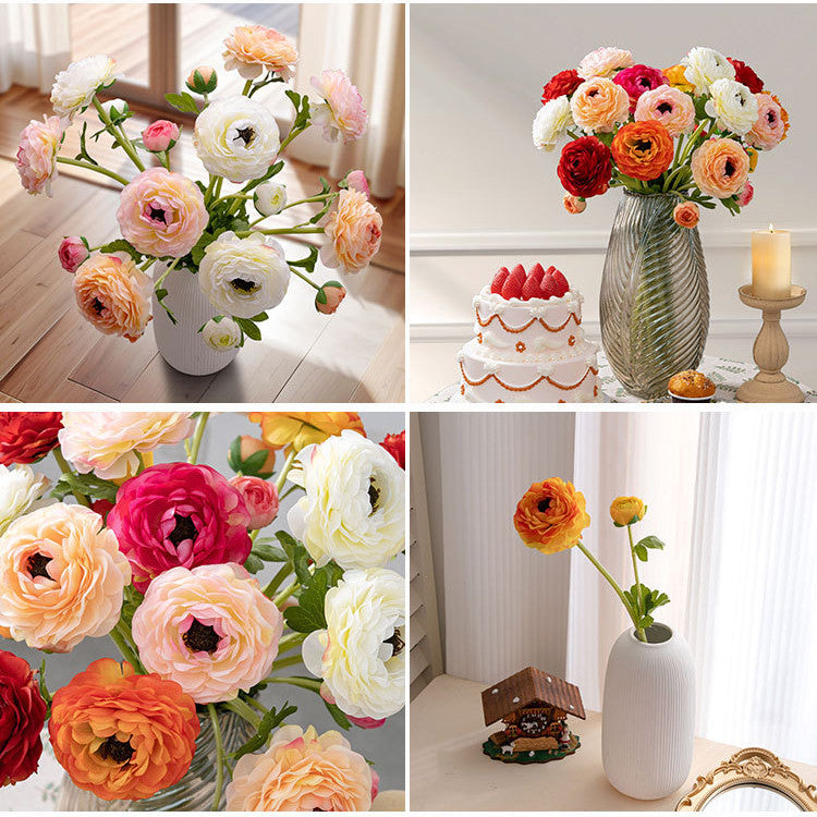 50 cm Künstliche Seidenblumen mit Hahnenfußstängeln zur Hochzeits- und Heimdekoration