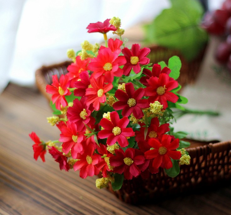 Künstliche Gänseblümchen Künstliche Balkonpflanzen und Innen, Plastik Blumen Dekoration, Faux Kunststoff UV-beständige Blumen für Gräber und Garten