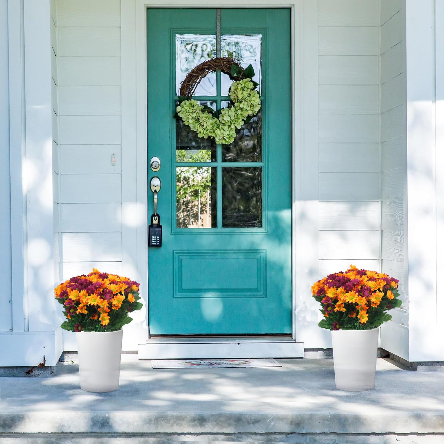 12 Bündel künstliche Gänseblümchen für Draußen: Sommer- und Herbstdekoration – UV-beständige künstliche Künstliche Marguerite Blumen für Pflanzenkästen, Haustür, Zuhause, Innenbereich und Vorhalle