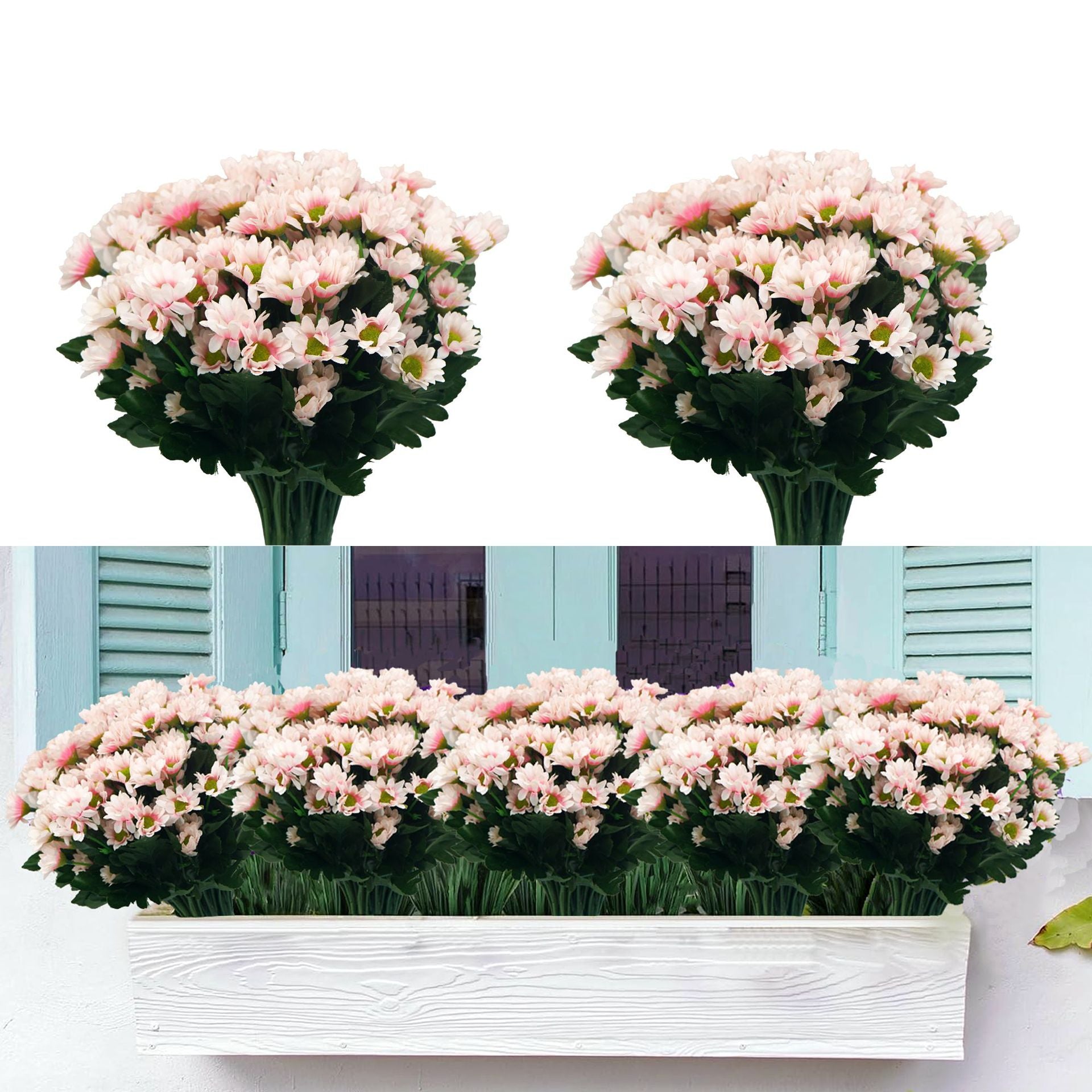 12 Bündel künstliche Gänseblümchen für Draußen: Sommer- und Herbstdekoration – UV-beständige künstliche Künstliche Marguerite Blumen für Pflanzenkästen, Haustür, Zuhause, Innenbereich und Vorhalle