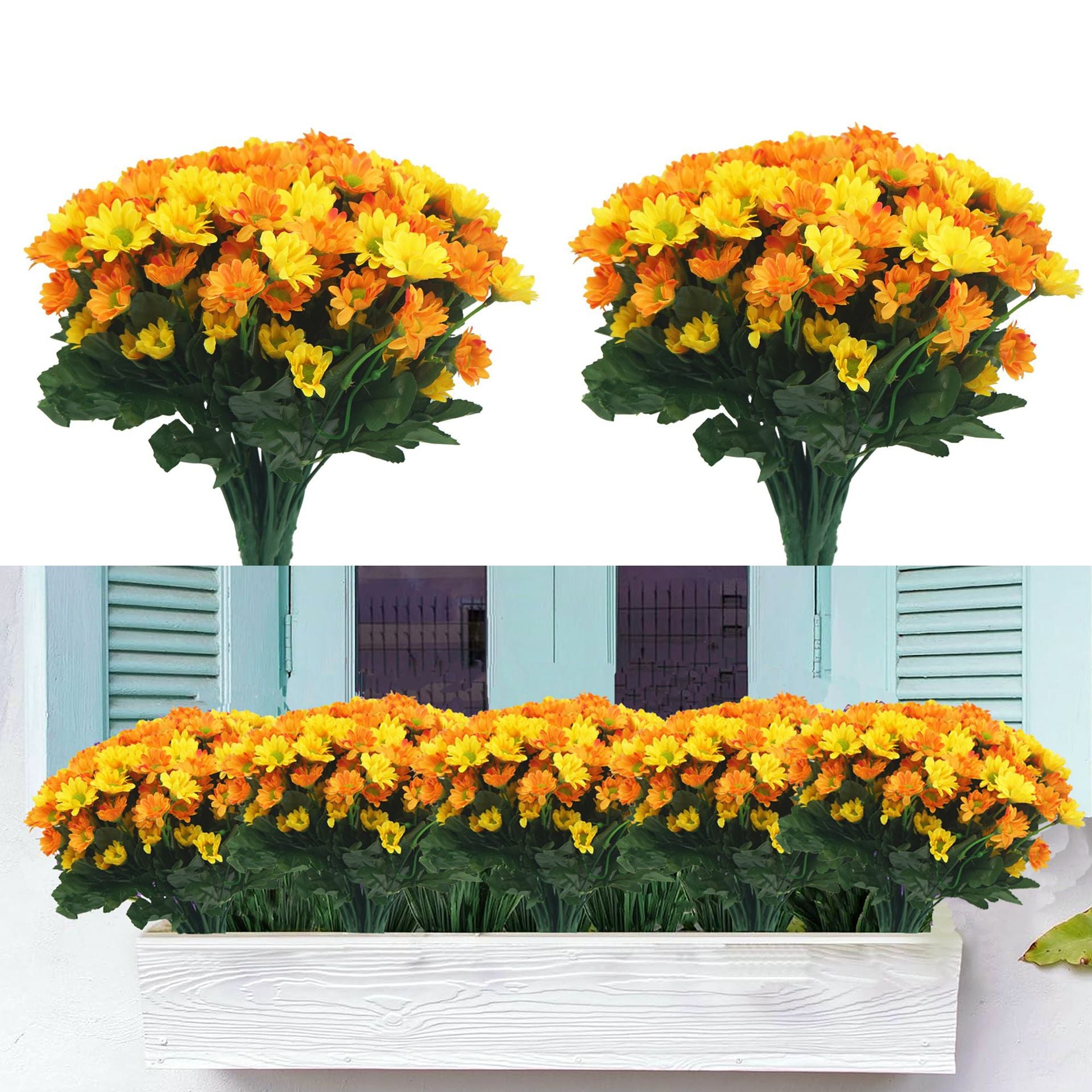 12 Bündel künstliche Gänseblümchen für Draußen: Sommer- und Herbstdekoration – UV-beständige künstliche Künstliche Marguerite Blumen für Pflanzenkästen, Haustür, Zuhause, Innenbereich und Vorhalle
