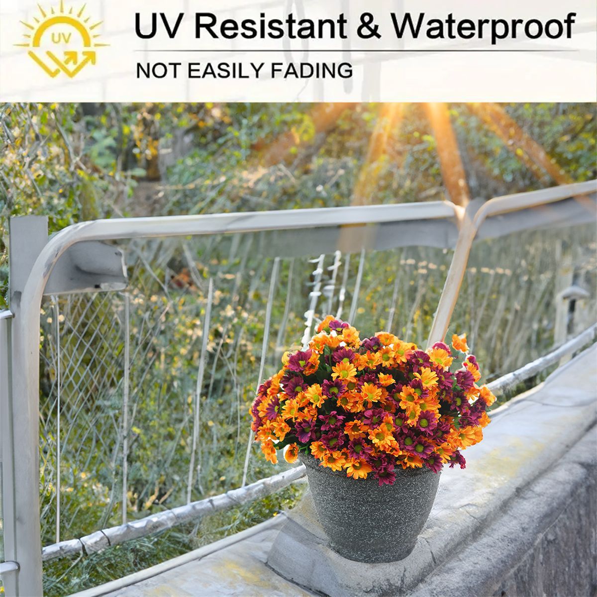 12 Bündel künstliche Gänseblümchen für Draußen: Sommer- und Herbstdekoration – UV-beständige künstliche Künstliche Marguerite Blumen für Pflanzenkästen, Haustür, Zuhause, Innenbereich und Vorhalle