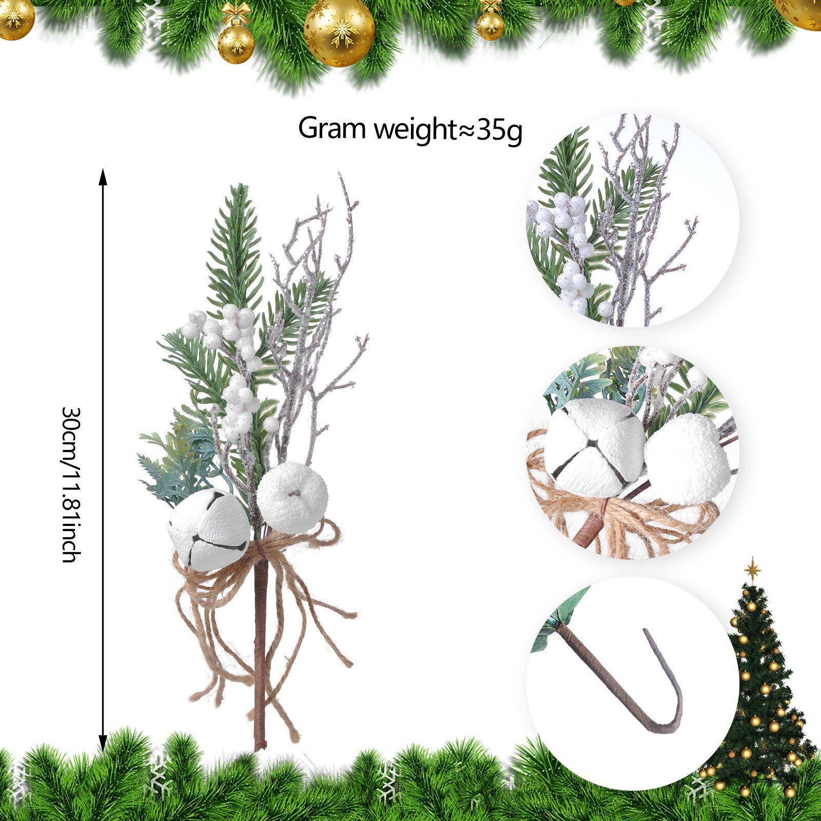 23 Modelle Künstliche Weihnachts-Kiefernnüsse & Beerensteckzweige – Rote & Weiße Beeren, Kiefernnüsse für Weihnachtsbaum, Kränze & Festliche Deko