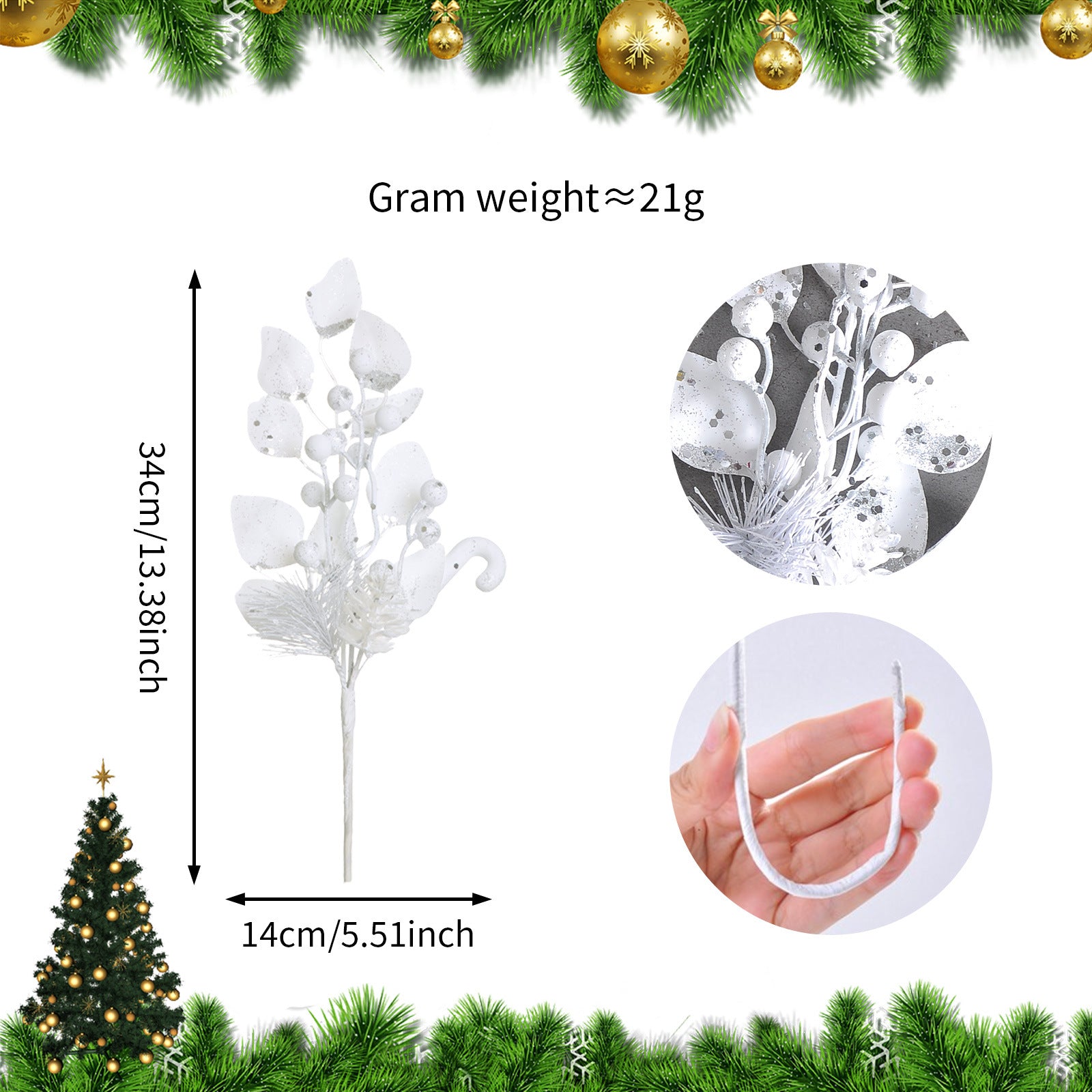 23 Modelle Künstliche Weihnachts-Kiefernnüsse & Beerensteckzweige – Rote & Weiße Beeren, Kiefernnüsse für Weihnachtsbaum, Kränze & Festliche Deko