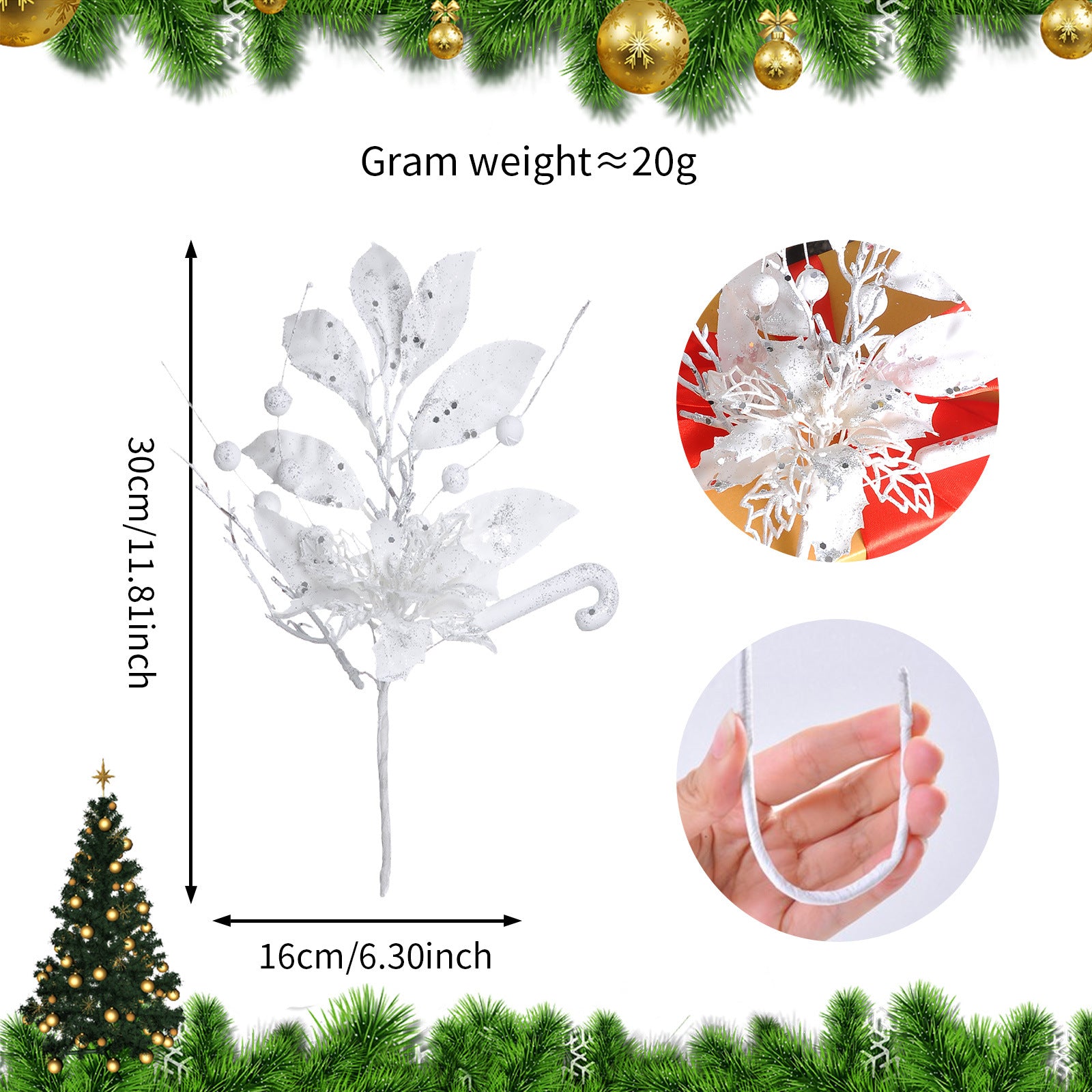 23 Modelle Künstliche Weihnachts-Kiefernnüsse & Beerensteckzweige – Rote & Weiße Beeren, Kiefernnüsse für Weihnachtsbaum, Kränze & Festliche Deko