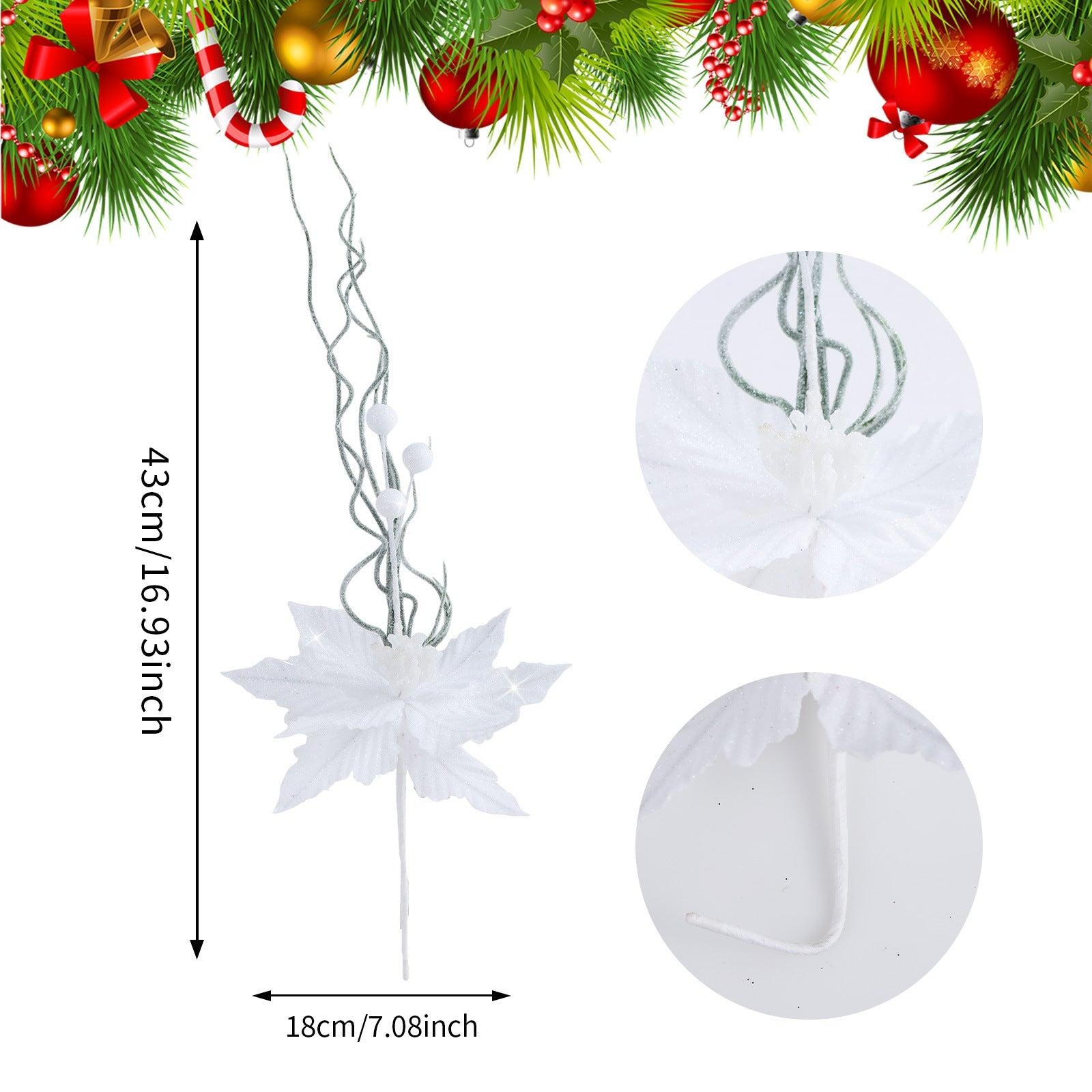 23 Modelle Künstliche Weihnachts-Kiefernnüsse & Beerensteckzweige – Rote & Weiße Beeren, Kiefernnüsse für Weihnachtsbaum, Kränze & Festliche Deko