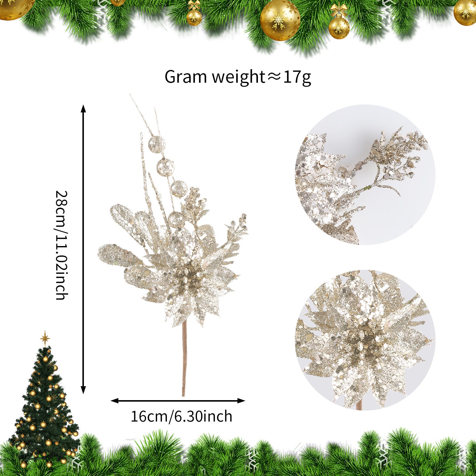 23 Modelle Künstliche Weihnachts-Kiefernnüsse & Beerensteckzweige – Rote & Weiße Beeren, Kiefernnüsse für Weihnachtsbaum, Kränze & Festliche Deko