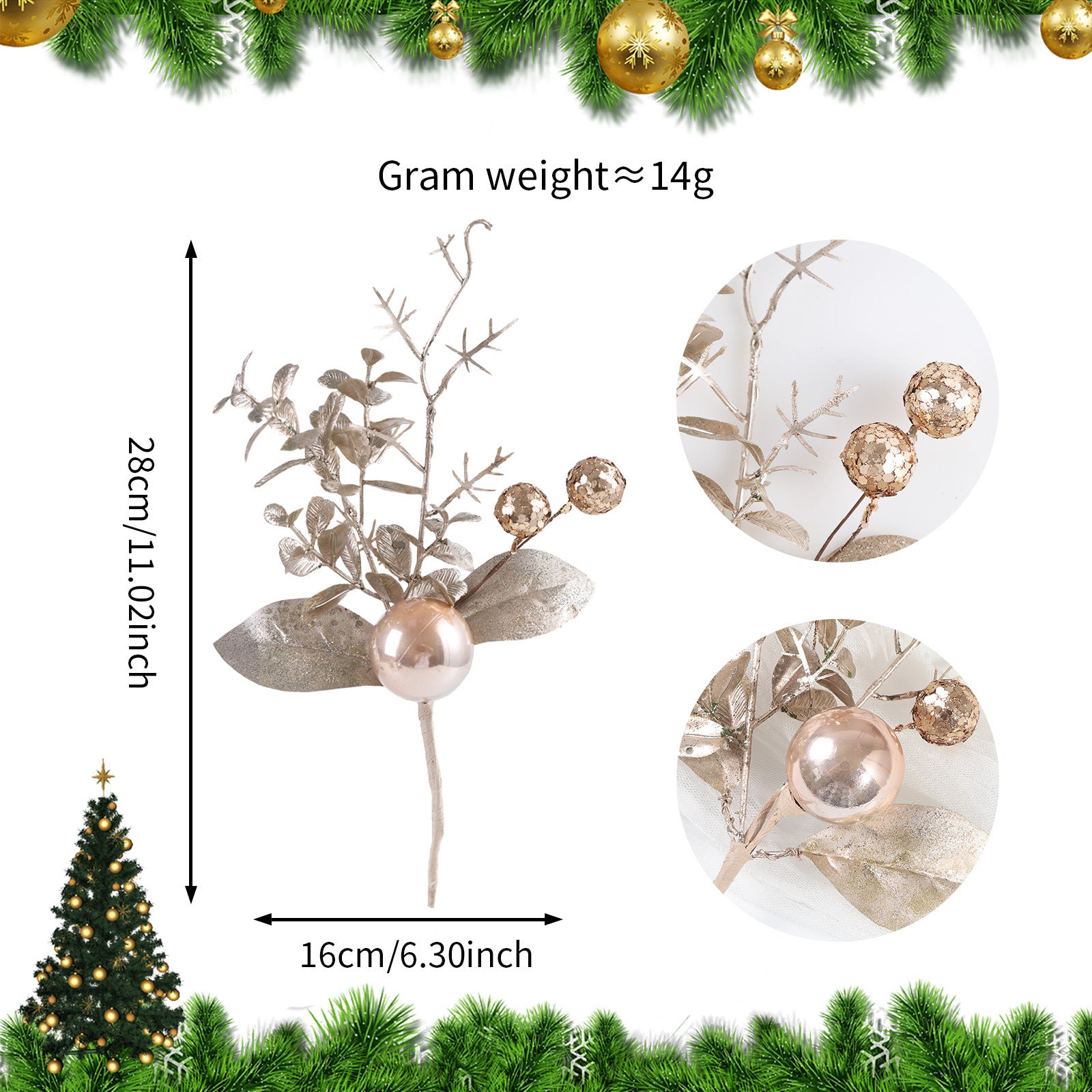 23 Modelle Künstliche Weihnachts-Kiefernnüsse & Beerensteckzweige – Rote & Weiße Beeren, Kiefernnüsse für Weihnachtsbaum, Kränze & Festliche Deko