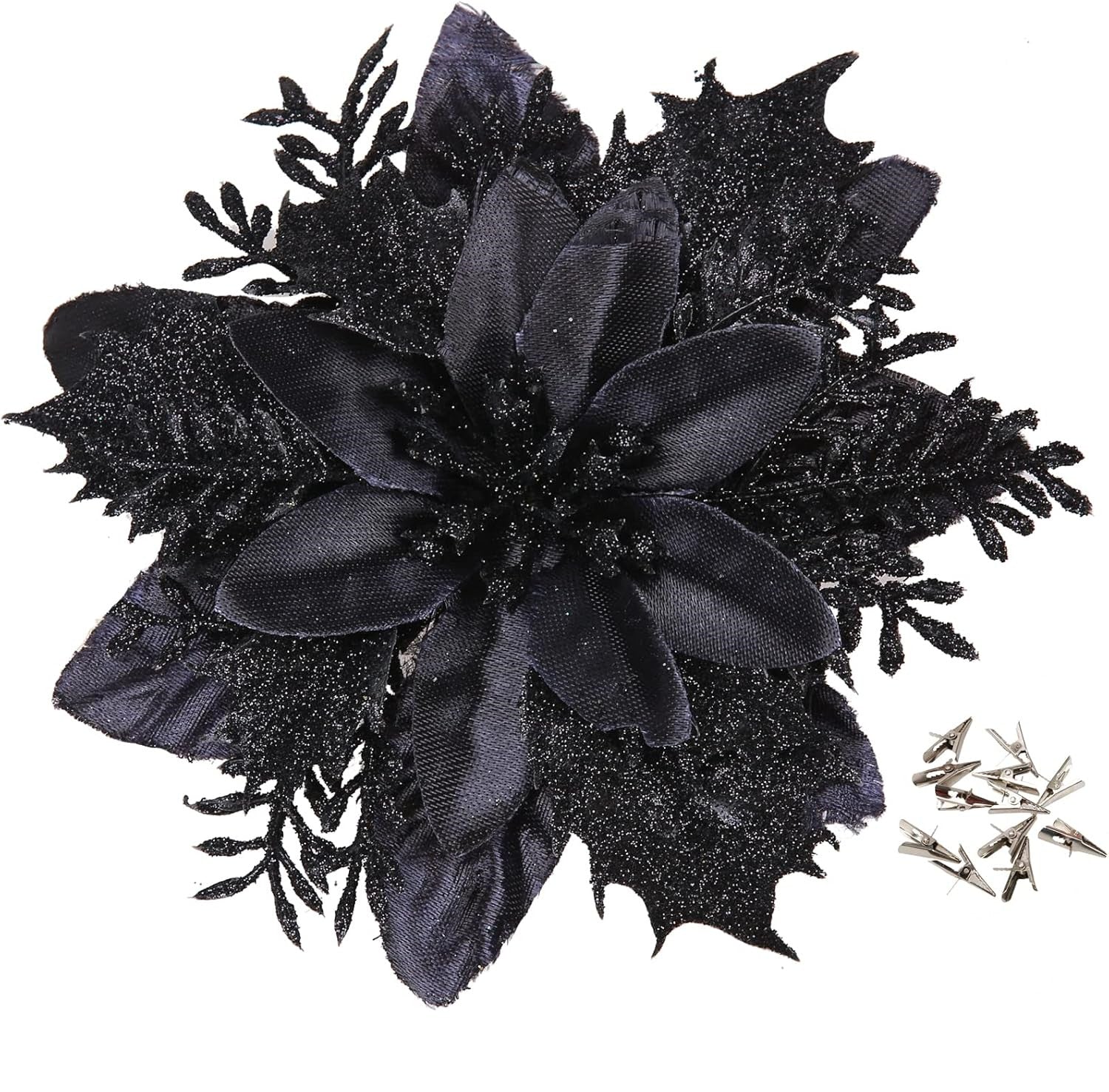 18 Stück Künstliche Poinsettien mit Klammern – Weihnachtsdekoration