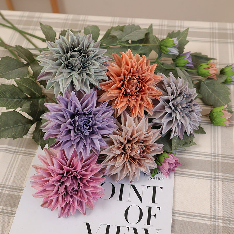 66 cm künstliche Dahlien in vintage Herbstfarben