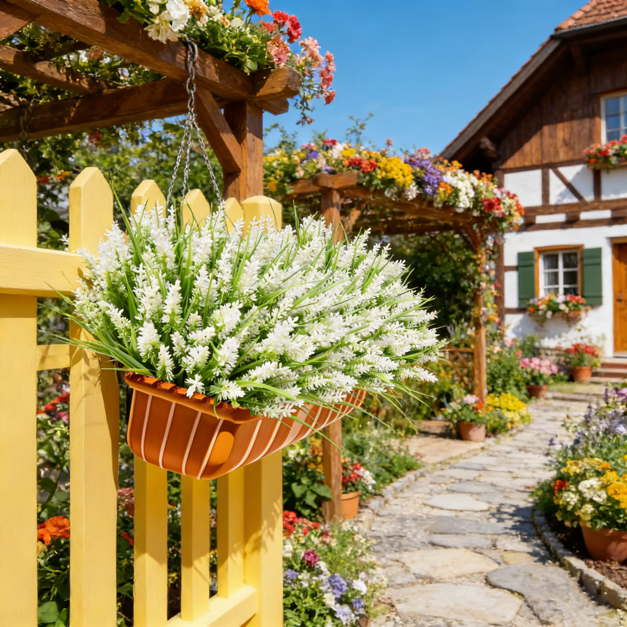12er Bund Künstlicher Lavendel wetterfest & UV-beständig – für Balkon, Garten & Terrasse – Kunstblumen wie echt