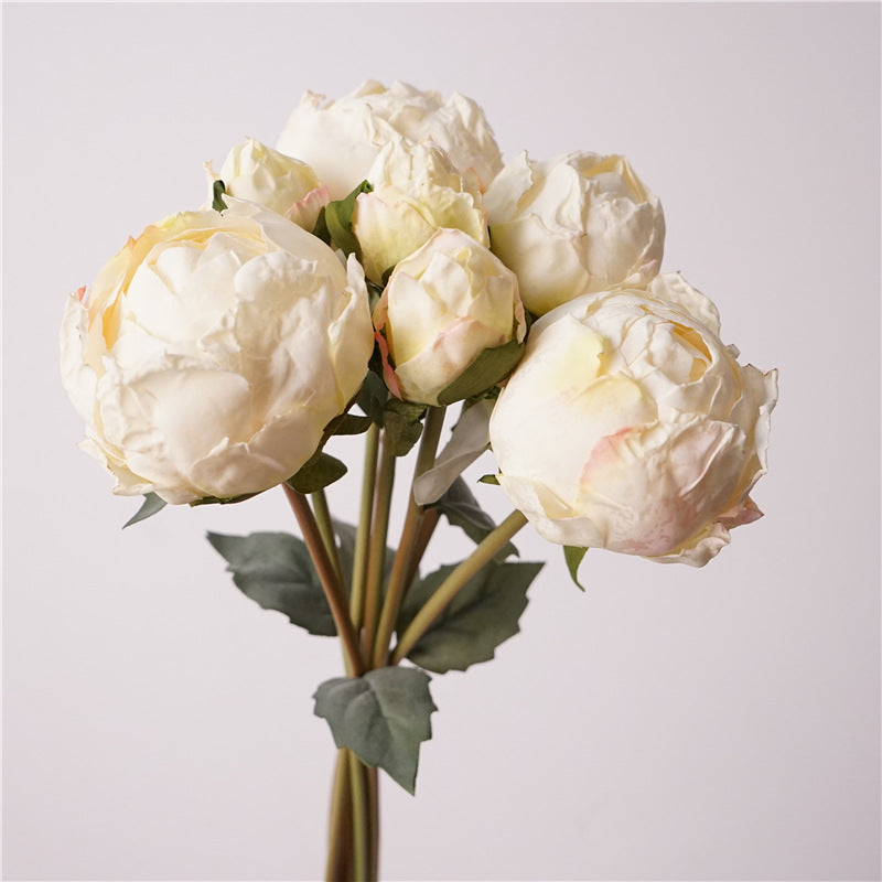 37 cm Künstlicher Pfingstrosenstrauß mit gebrannten Rändern zur Herbst-Winter-Dekoration