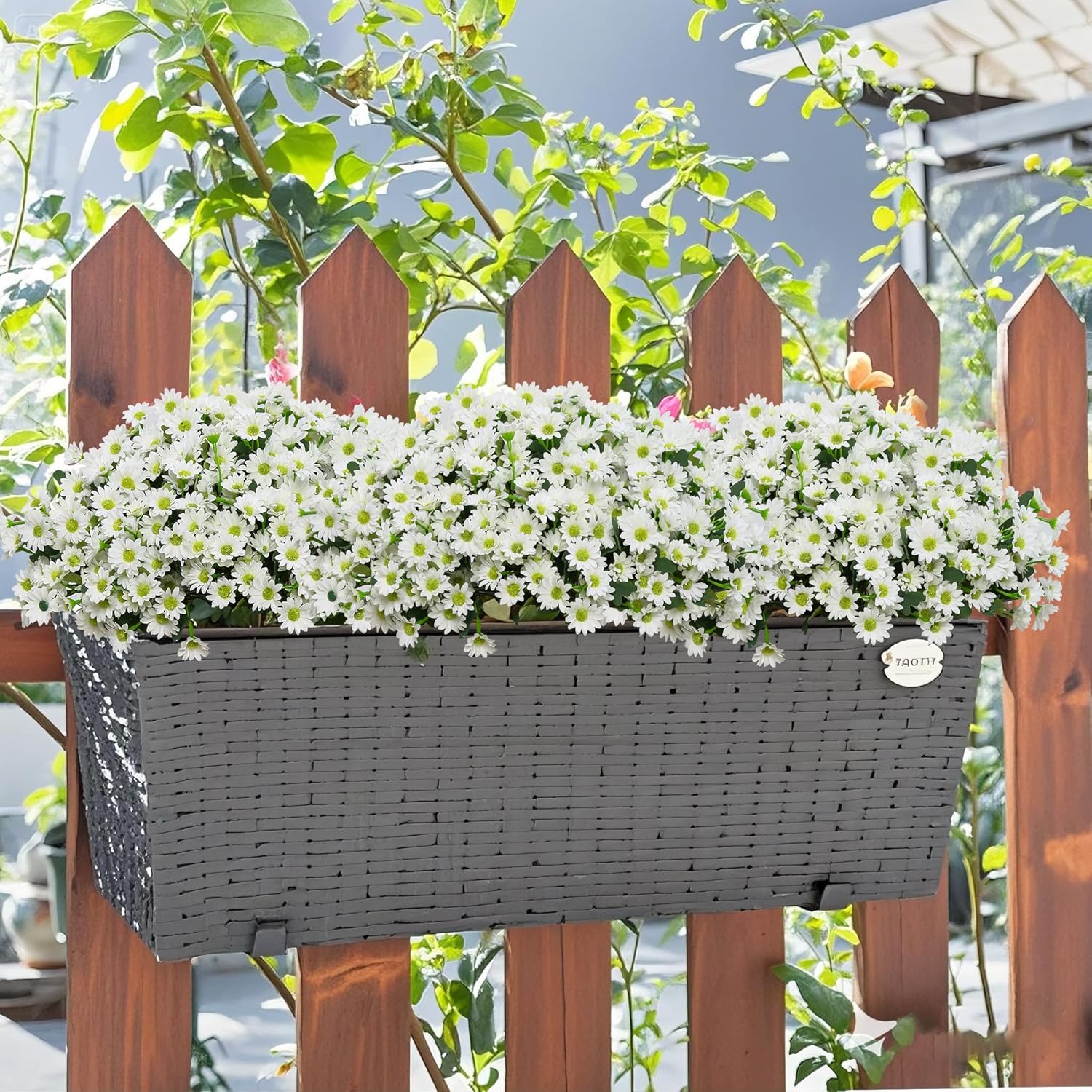 35cm Künstlicher Gänseblümchen-Strauch-Bukett – UV-beständige Künstliche Marguerite Blumen – Künstliche Blumen für Vorplatz, Garten, Terrasse, Pflanztopf und Heimdekoration
