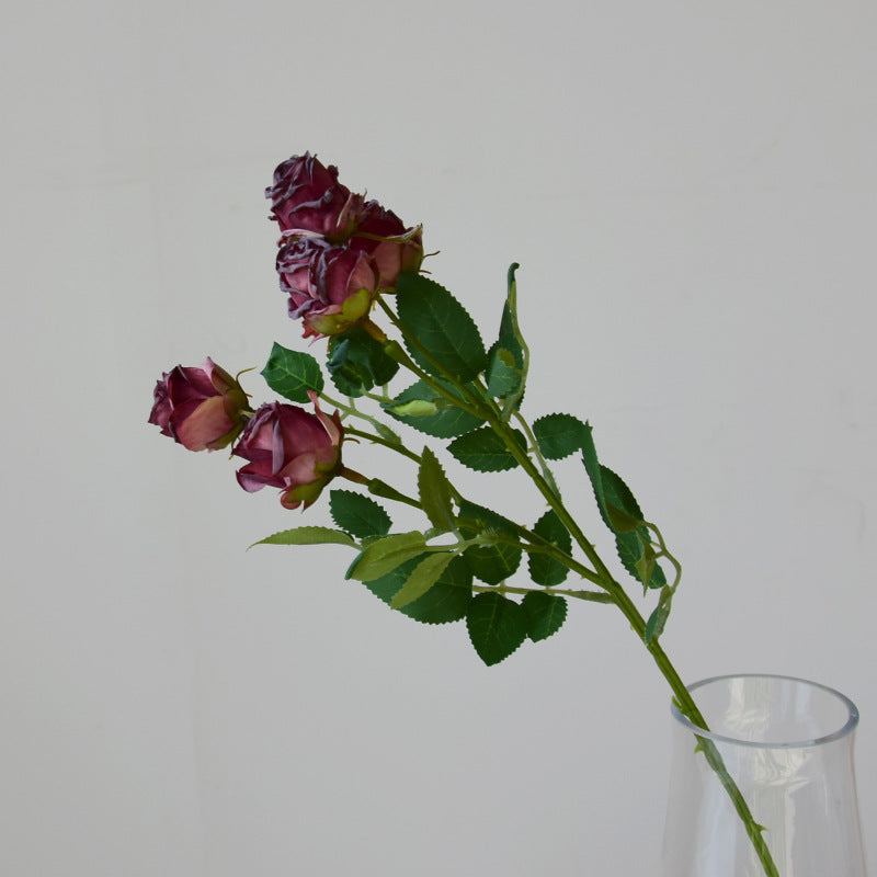 43 cm Lebensechte künstliche Mini-Rosen mit verbrannten Rändern: Heim- & Hochzeitsdekoration & DIY