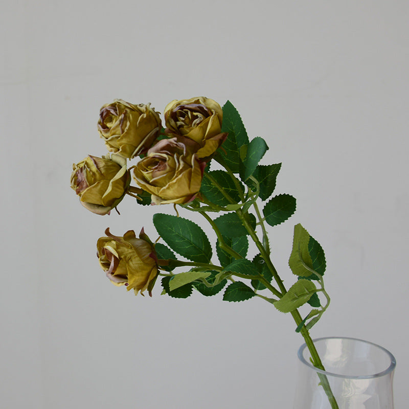 43 cm Lebensechte künstliche Mini-Rosen mit verbrannten Rändern: Heim- & Hochzeitsdekoration & DIY