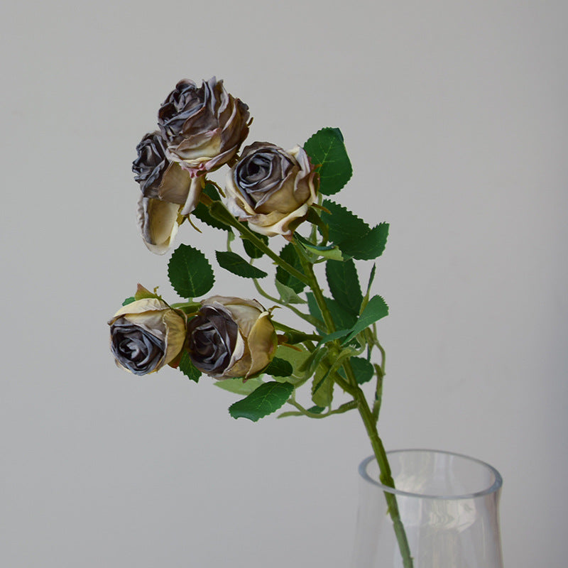 43 cm Lebensechte künstliche Mini-Rosen mit verbrannten Rändern: Heim- & Hochzeitsdekoration & DIY