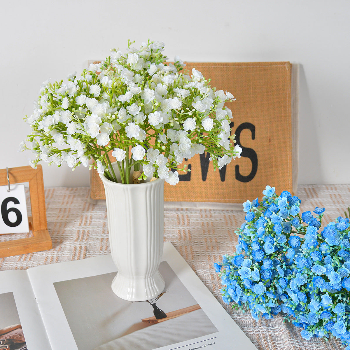 Künstlicher Baby's Breath Blumenstrauß, 30 cm hoch, aus Kunststoff und Seidenstoff für Hochzeiten und Innendekoration