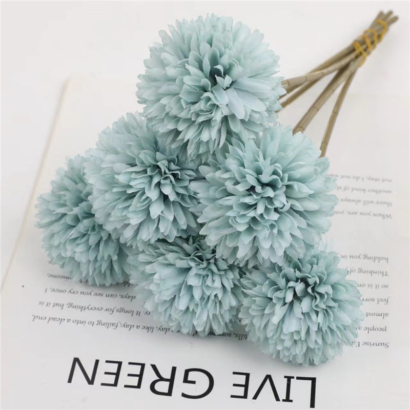 Künstliche Pompon-Chrysantheme, 10 Einzelstiele mit je 1 Blüte, Stoffblüten in Macaron-Farben, für Hochzeit & Dekoration