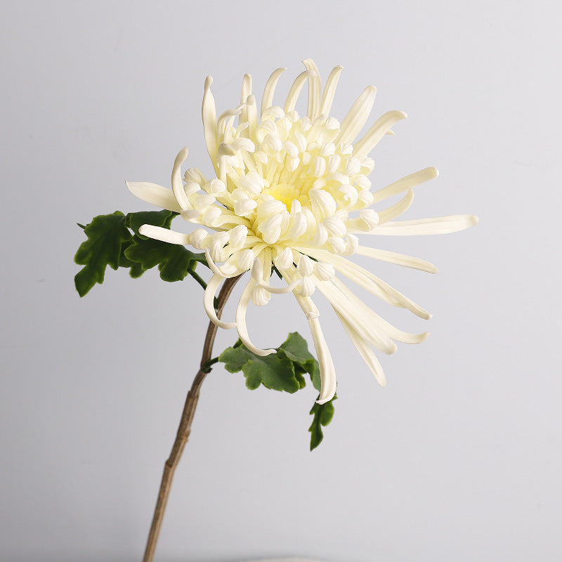 Künstliche Chrysantheme, einzelner Stiel mit 1 Blüte (20 cm Durchmesser), 72 cm hoch, PU-Material, für Hochzeitsdekoration und Innenraum