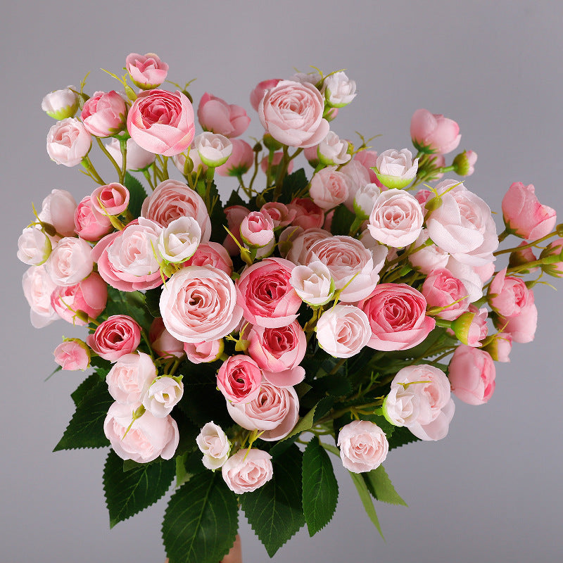 Künstliche Kamelienblüten, 12-Blüten-Busch, 46 cm, aus Seidenstoff, für Hochzeiten, Wohn- und Geschäftsräume