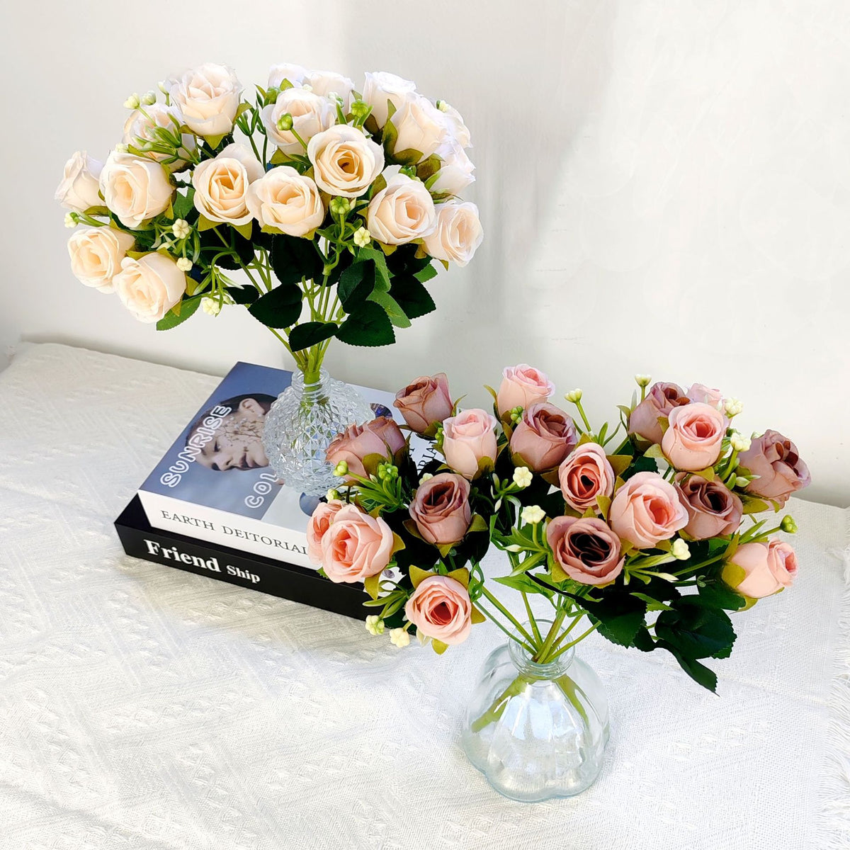 Künstliche Rosenstrauß mit 10 Blüten, 30 cm, moderne Deko für Zuhause