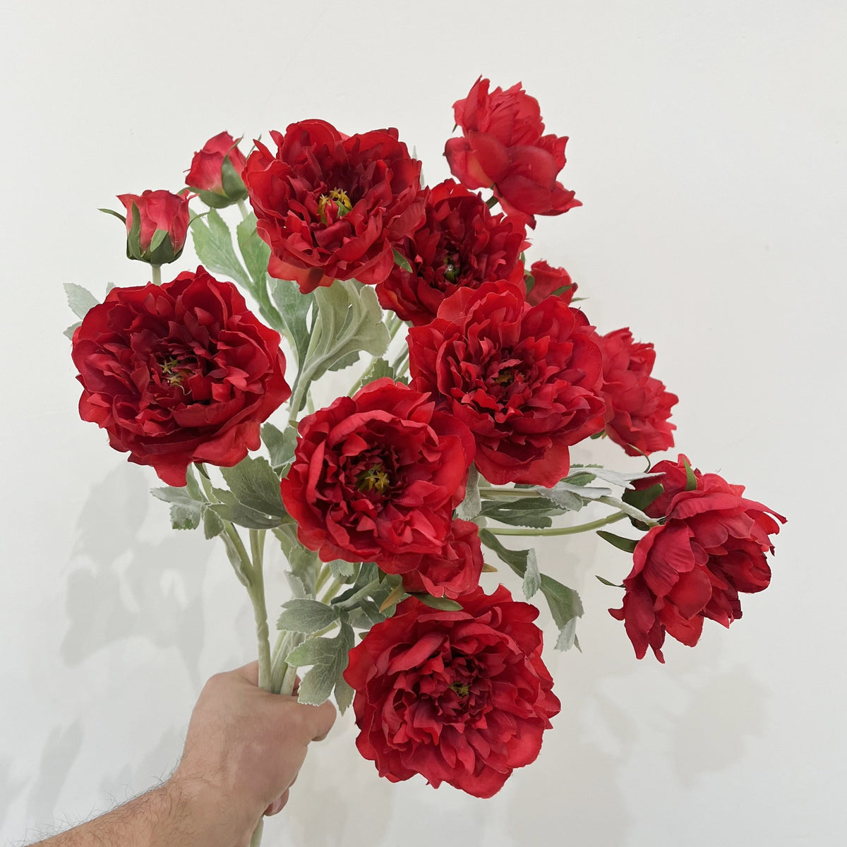 Künstliche Pfingstrose, 1 Stiel mit 3 Blüten, 50 cm hoch, Seidenstoff, für Innenraum-Deko, Hochzeit, Event, Ladenlokal