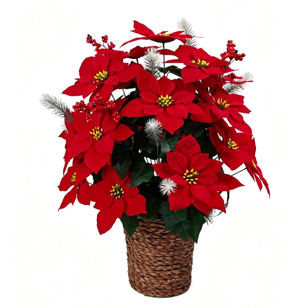 Künstliche Weihnachtssterne, 36 Blüten, 36 cm hoch, aus Seidenstoff, für Hochzeiten, Hotels und Weihnachtsdekoration