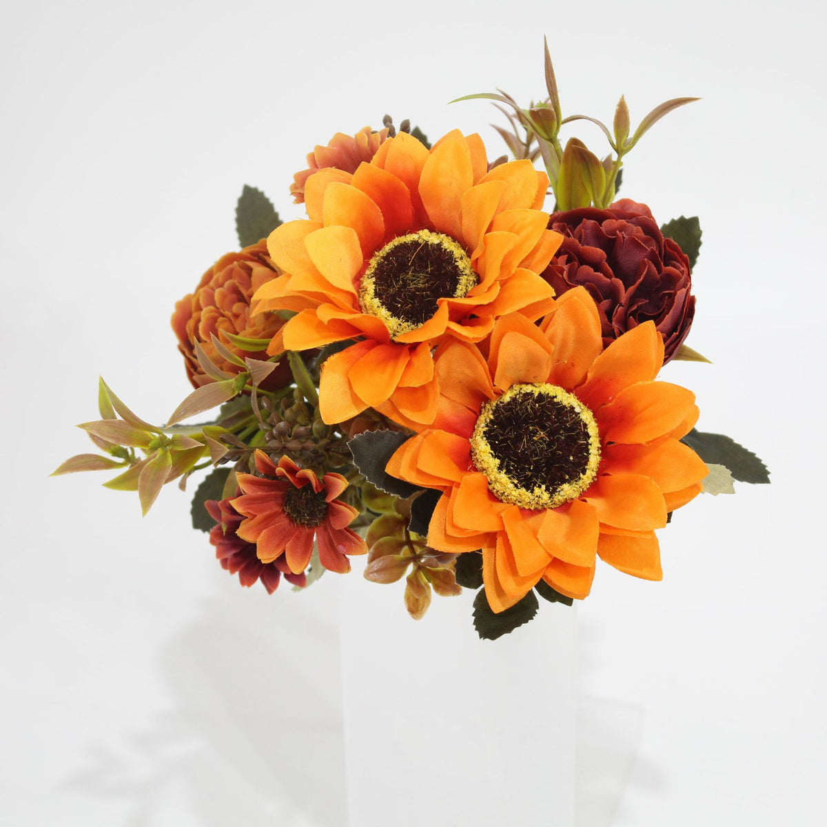 32 cm künstliche Sonnenblumen, Pfingstrosen und Gänseblümchen, Strauß mit 8 Blüten, für Haushalt und Gewerbe
