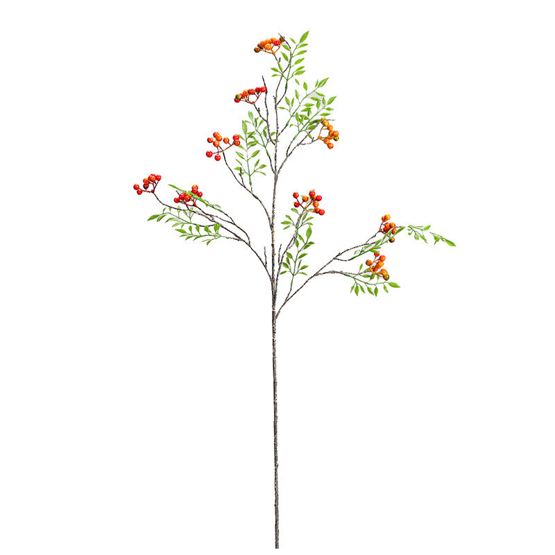 Künstlicher Coriaria-Zweig mit Blättern und Früchten, 98 cm, einzelner Stiel, für Innendekoration und Floristik
