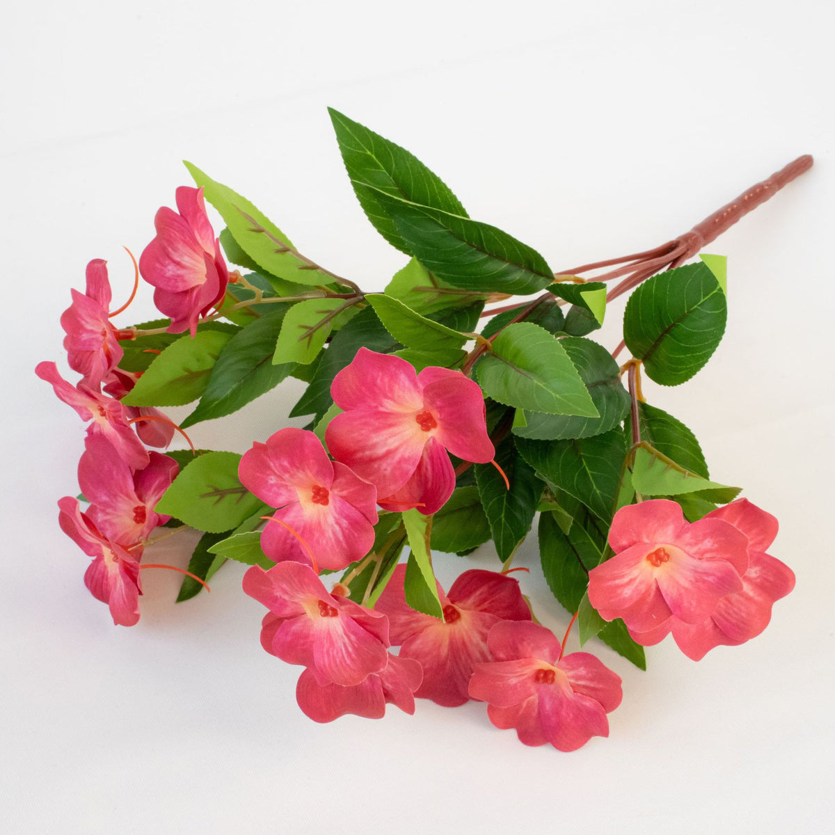 Künstliche Balsamine Blumenstrauß, 40 cm, 14 Blüten, UV-beständig, Innen- und Außenbereich