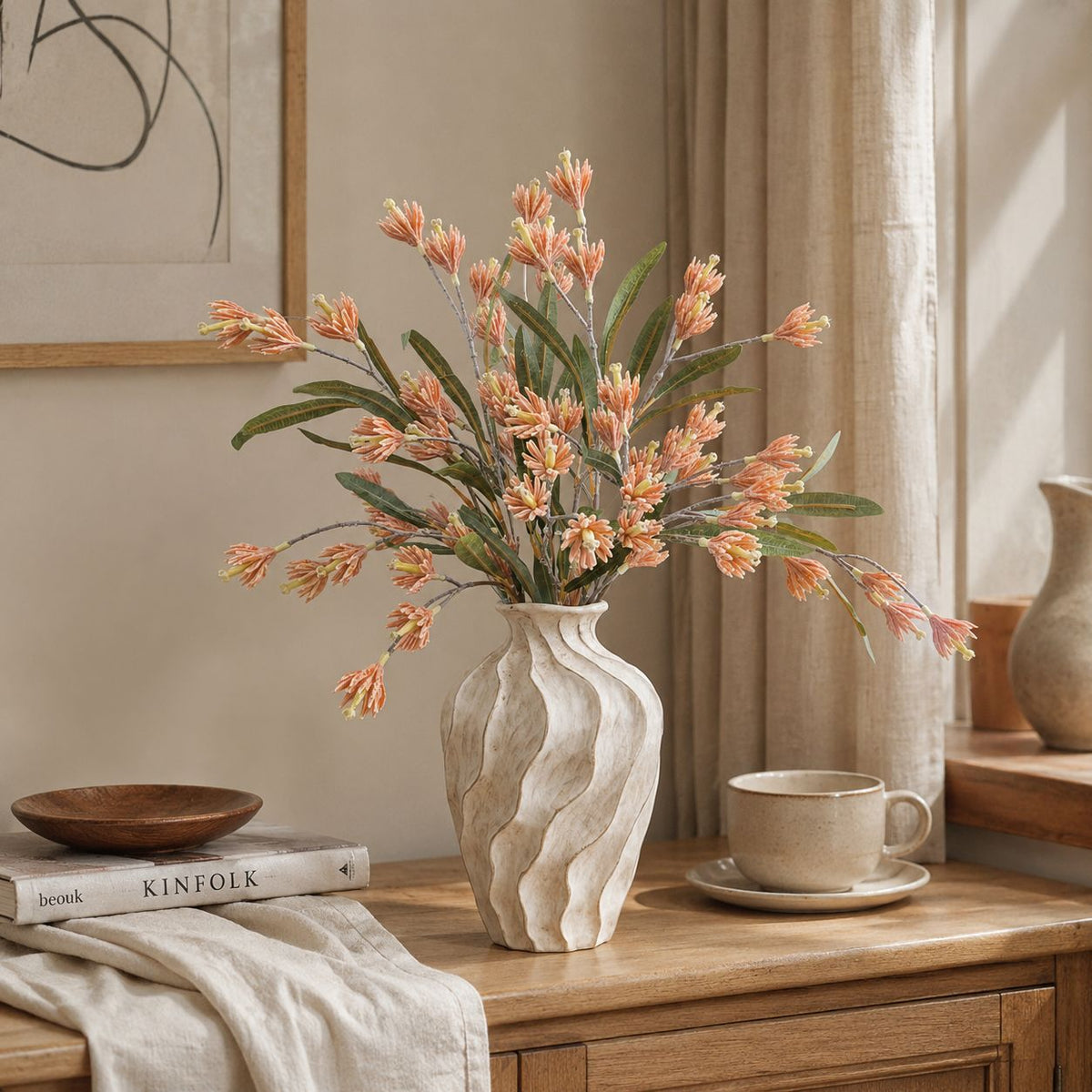 61 cm künstliche Magnolienblüten, Strauß mit 9 Blüten, Dekoblumen für Zuhause, Hotel & Gewerbe