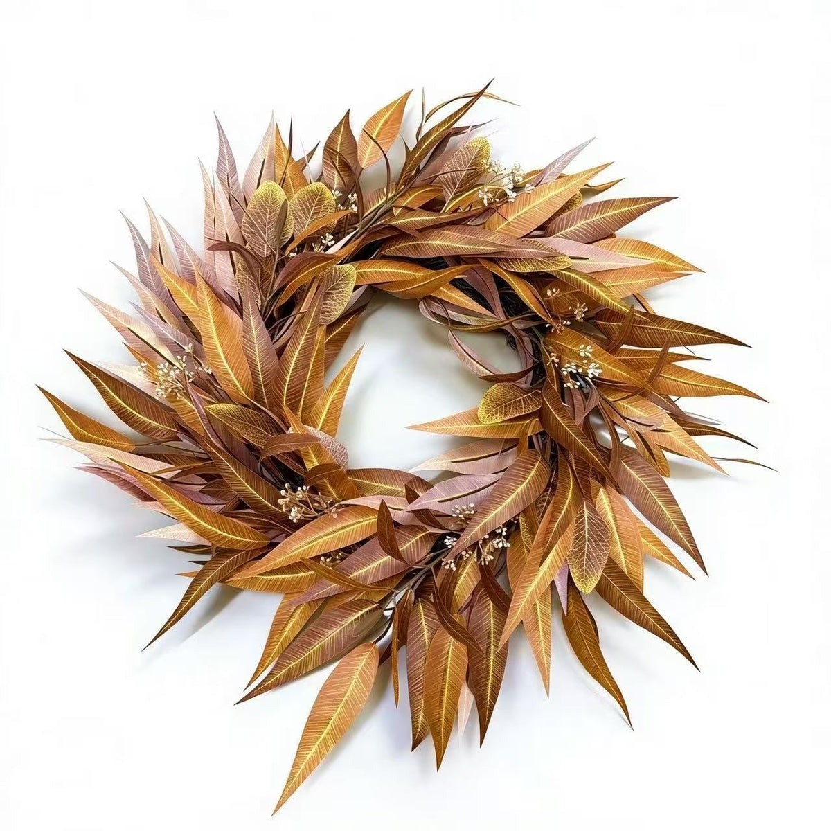 45 cm Eukalyptus-Blattkranz, Herbstkranz, künstlich, PE/PVC, für Tür, Wand, Innen- und Außenbereich