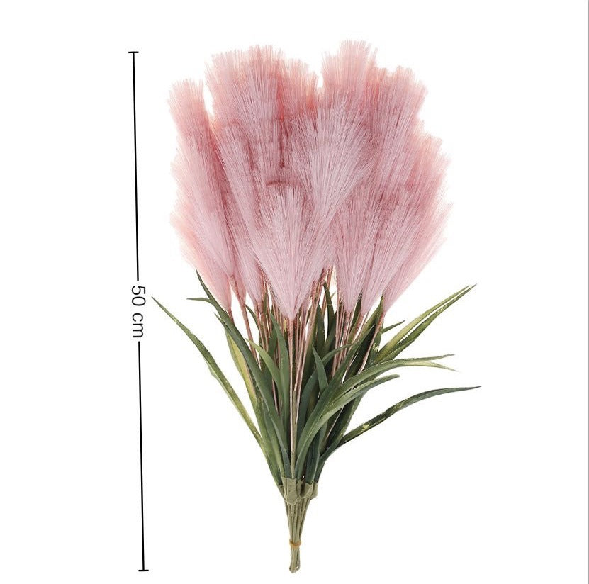 50 cm künstliche Pampasgras-Deko, einzelne Stange, modern, für Hochzeit & Innenraum, 5 Verzweigungen