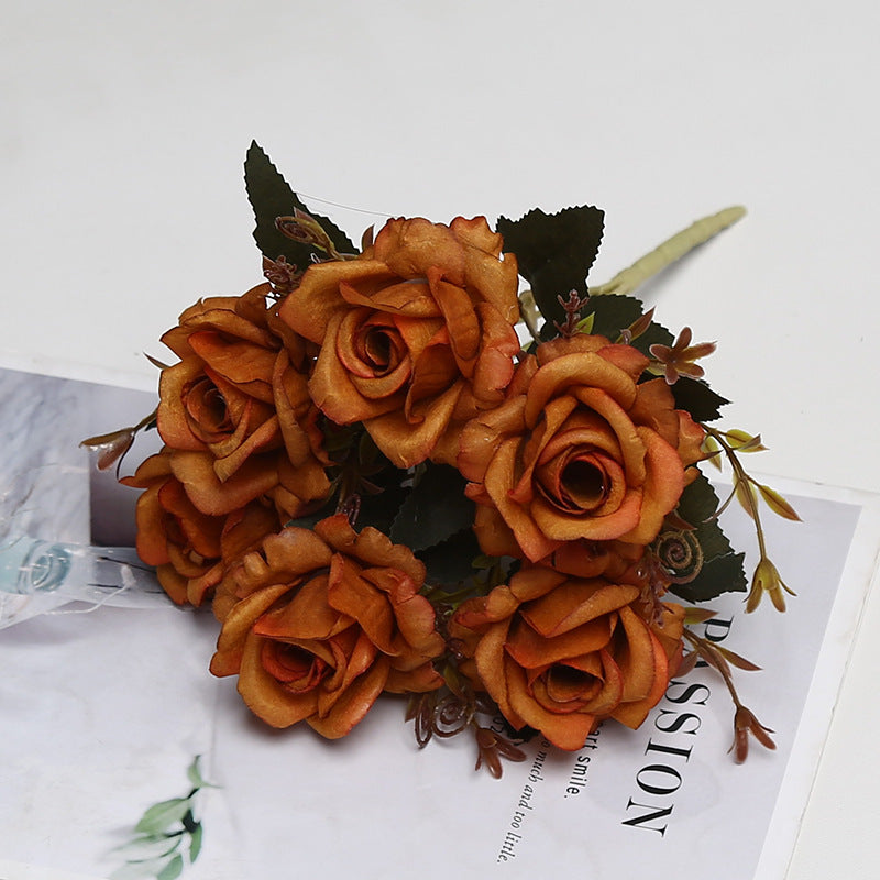 Retro-Stil künstliche Rose, 6-Blüten-Busch, 30 cm, aus Seidenstoff, für Hochzeiten und Inneneinrichtung