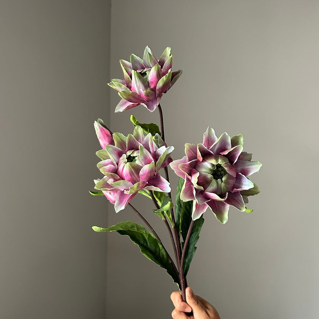Kunstblume Distel & Ananasblüte, Einzelstiel mit 2 Blüten, 67 cm hoch, Kunststoff, für Hochzeit, Dekoration, Büro