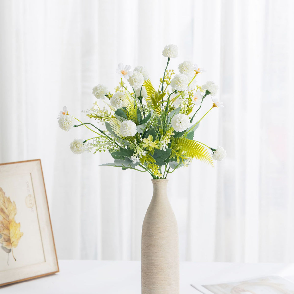Künstliche Löwenzahn-Hortensien, 36 cm hoch, 8 Blüten, für Hochzeiten, Grabgestecke und Innendekoration, Plastik
