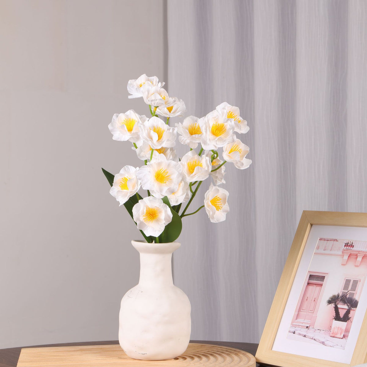 Künstlicher Flieder-Blumenstrauß mit 20 Blüten, 25 cm hoch, PU-Material, für Hochzeit, Dekoration, Büro, Zuhause