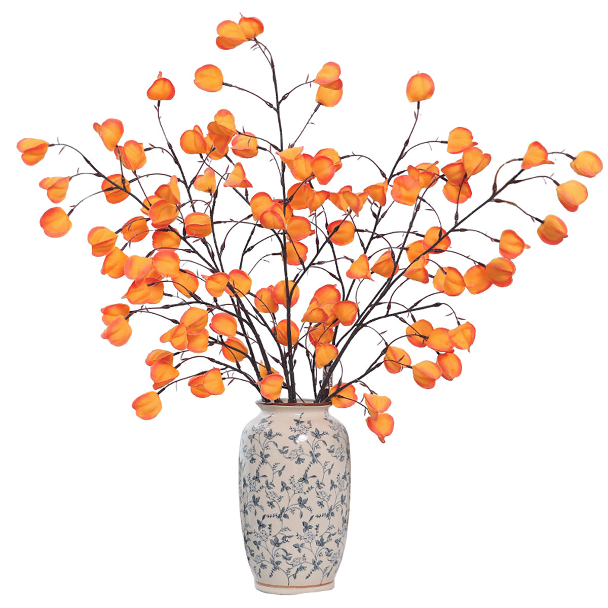 Künstliche Laternenblumen, 100 cm, Seidenstoff, orange-rot, für Hochzeiten, Wohnungen, Büros, Einzelhandel
